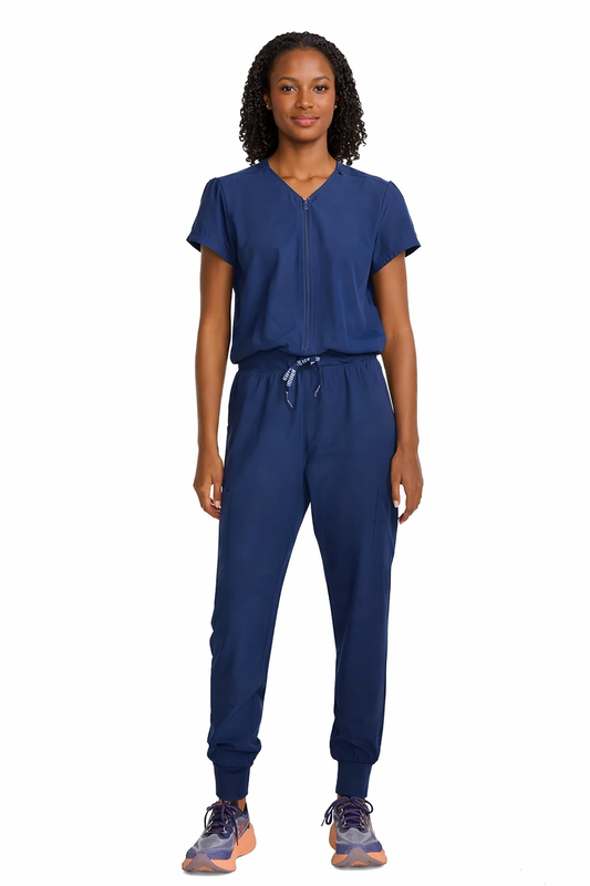 Zip-Front Jogger Scrub Jumpsuit