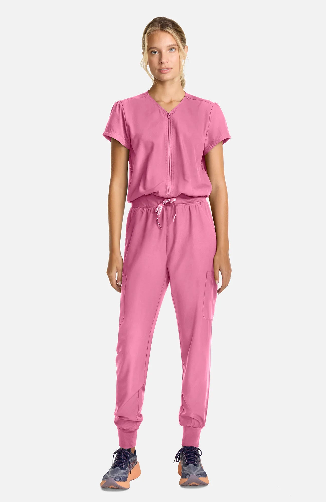 Zip-Front Jogger Scrub Jumpsuit
