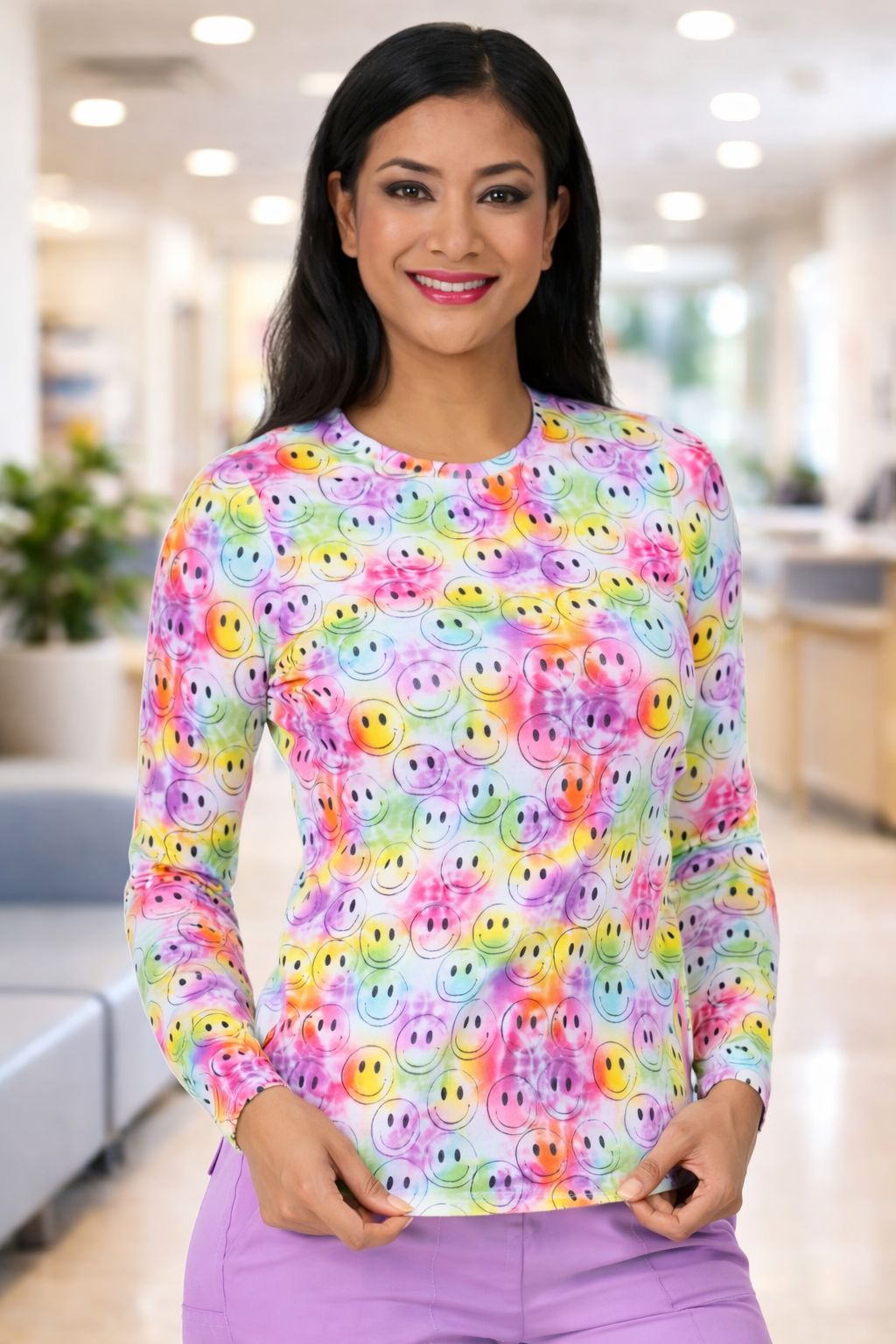 Bella Brushed Knit Printed Tee – Smiley