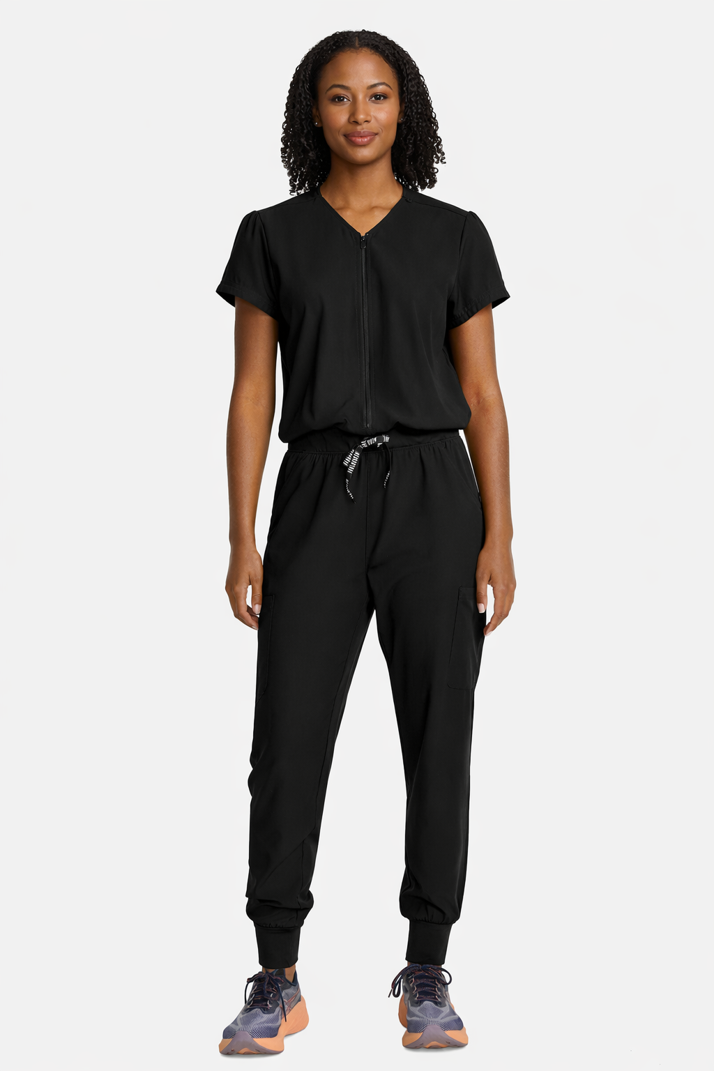 Zip-Front Jogger Scrub Jumpsuit